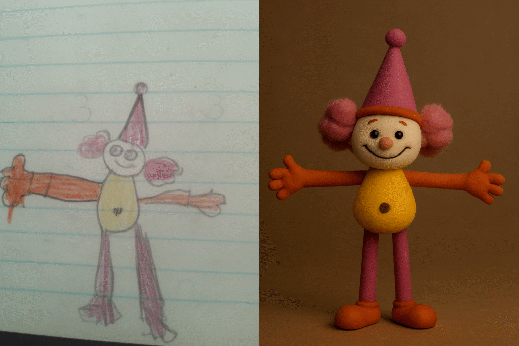 Atividade do pré-escola, desenhe seu pai, e desenhava um palhaço (detalhe meu pai sempre foi bem sério)